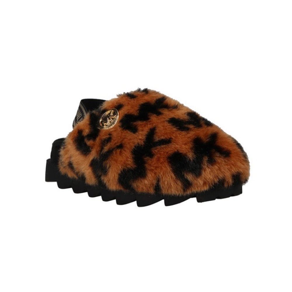 Michael Kors Girls Janis Kamryn Chunky Platform Slides Sandals Faux Fur NEW - Picture 1 of 9